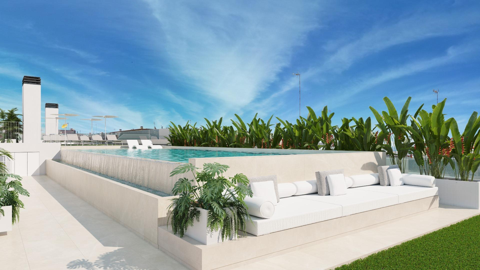 Ático de obra nueva con piscina privada en Guardamar del Segura – 2 dorm.