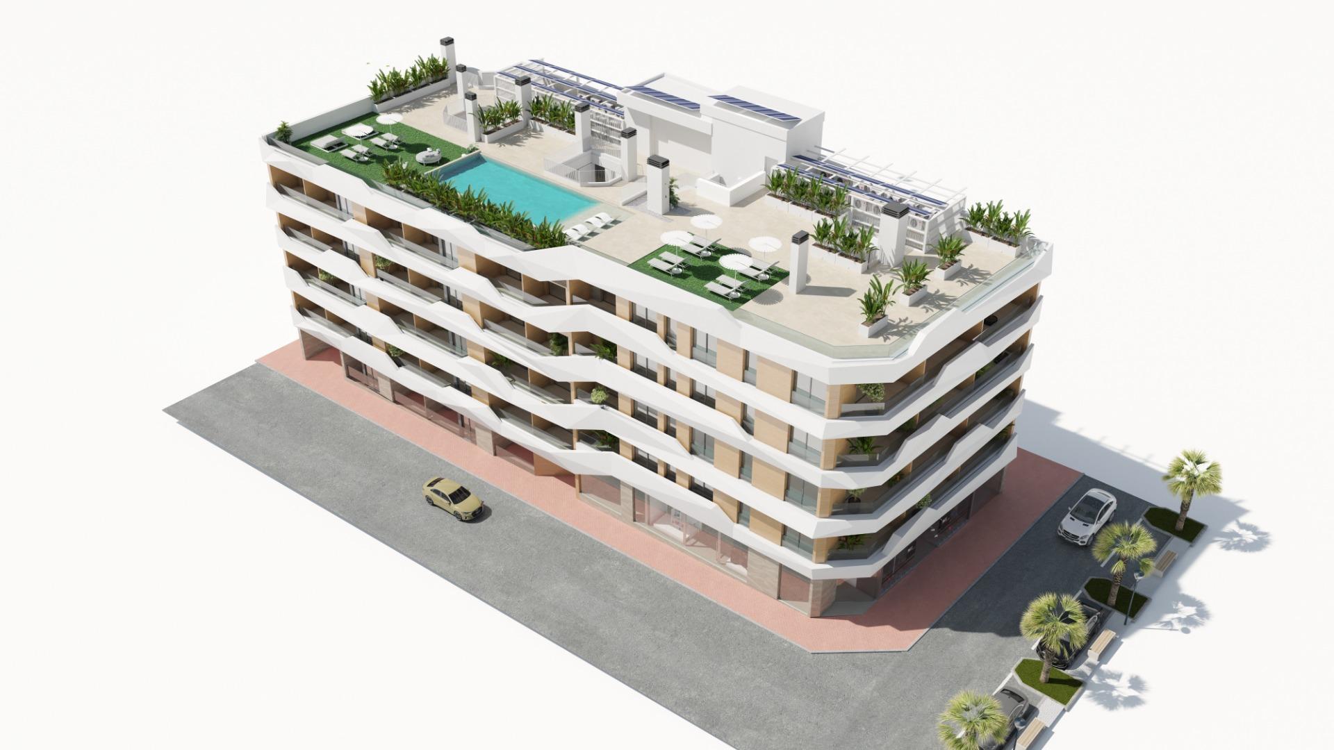Ático de obra nueva con piscina privada en Guardamar del Segura – 2 dorm.