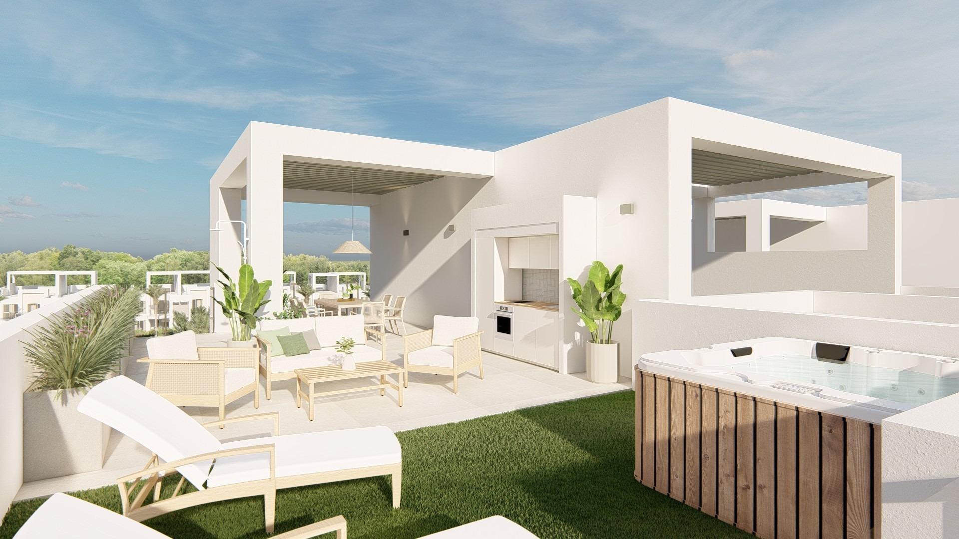 Ático de obra nueva en La Serena Golf con solárium y piscina privada — 3 dorm.