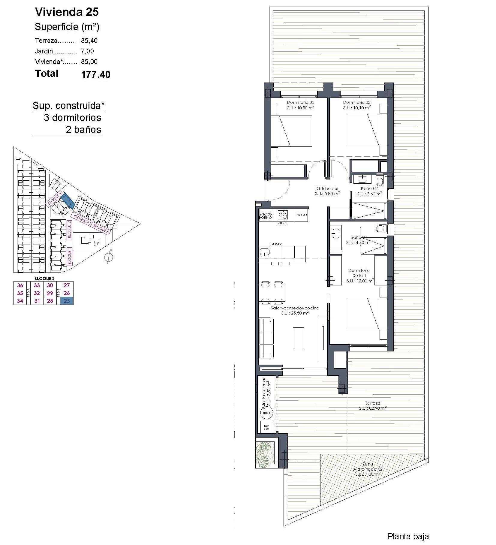 Apartamento de obra nueva en La Serena Golf con piscina privada — 3 dorm.