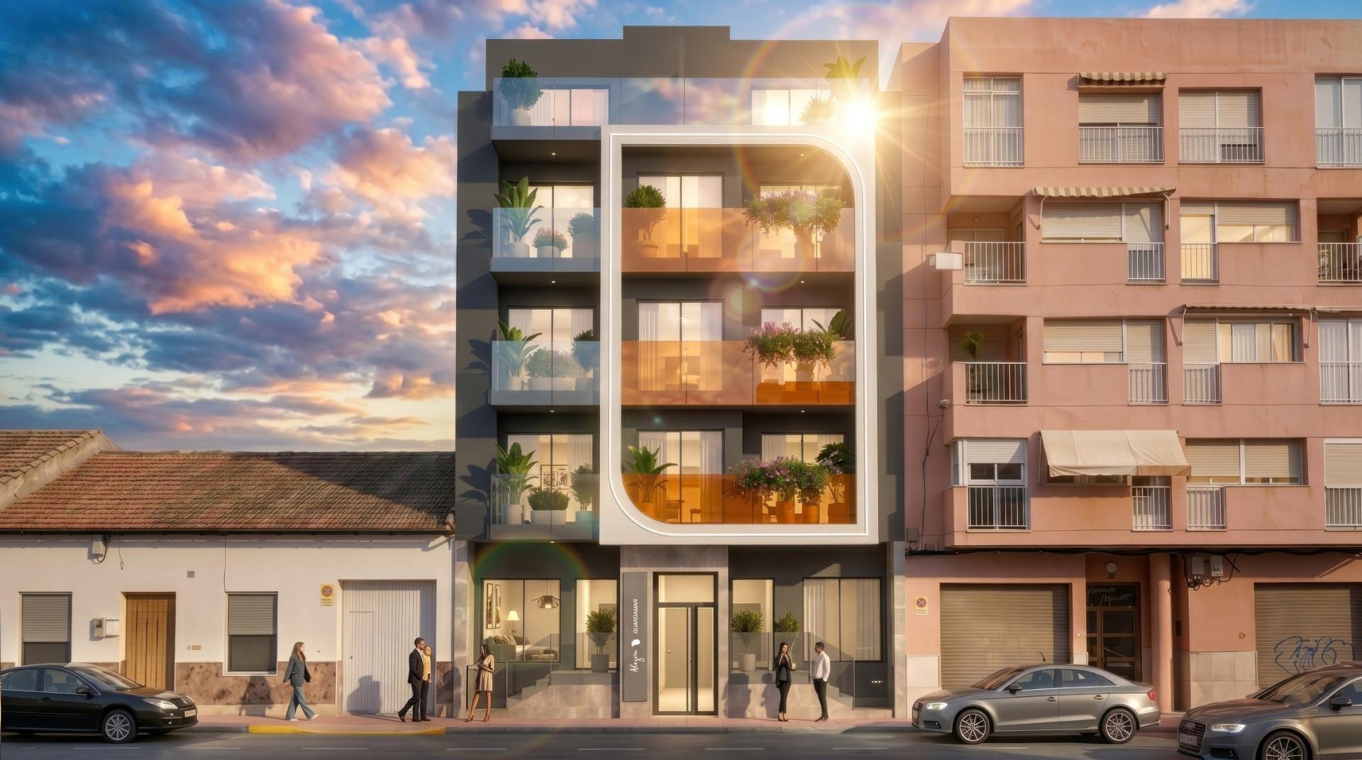 Apartamento de obra nueva en Guardamar a 600m del mar con piscina privada y solárium