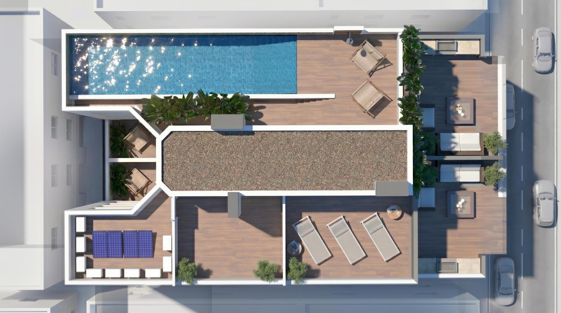 Apartamento de obra nueva en Guardamar a 600m del mar con piscina privada y solárium