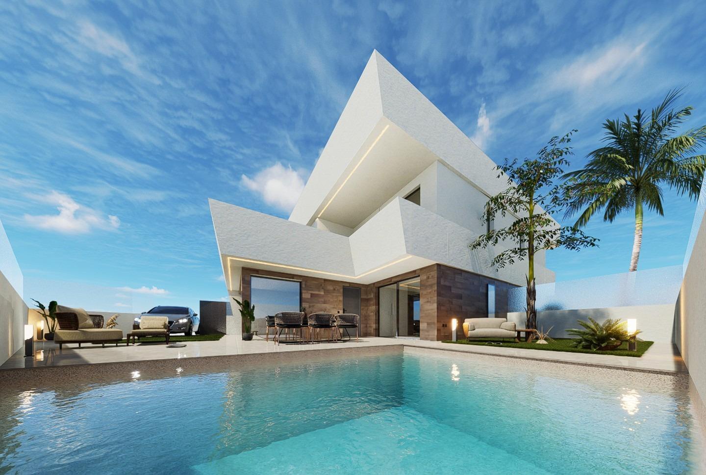 Villa de obra nueva con piscina privada en San Pedro del Pinatar — 3 dorm.