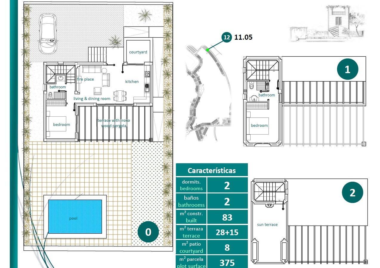 Villa de obra nueva con piscina privada en Peraleja Golf, Sucina — 2 dorm.