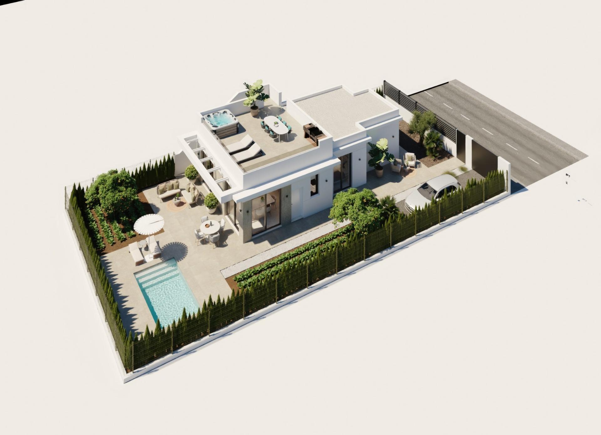 Villa de obra nueva con piscina privada en Hacienda del Álamo Golf — 2 dorm.