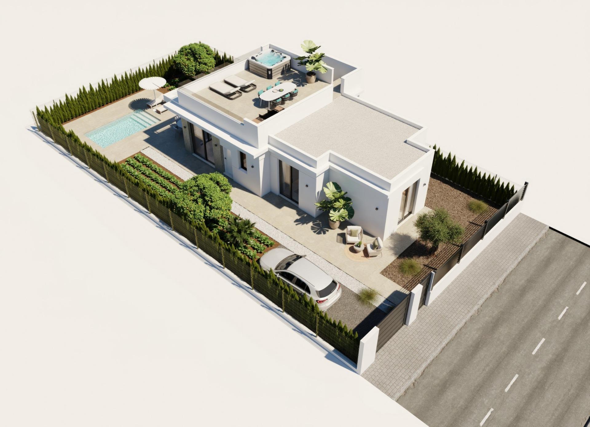 Villa de obra nueva con piscina privada en Hacienda del Álamo Golf — 2 dorm.