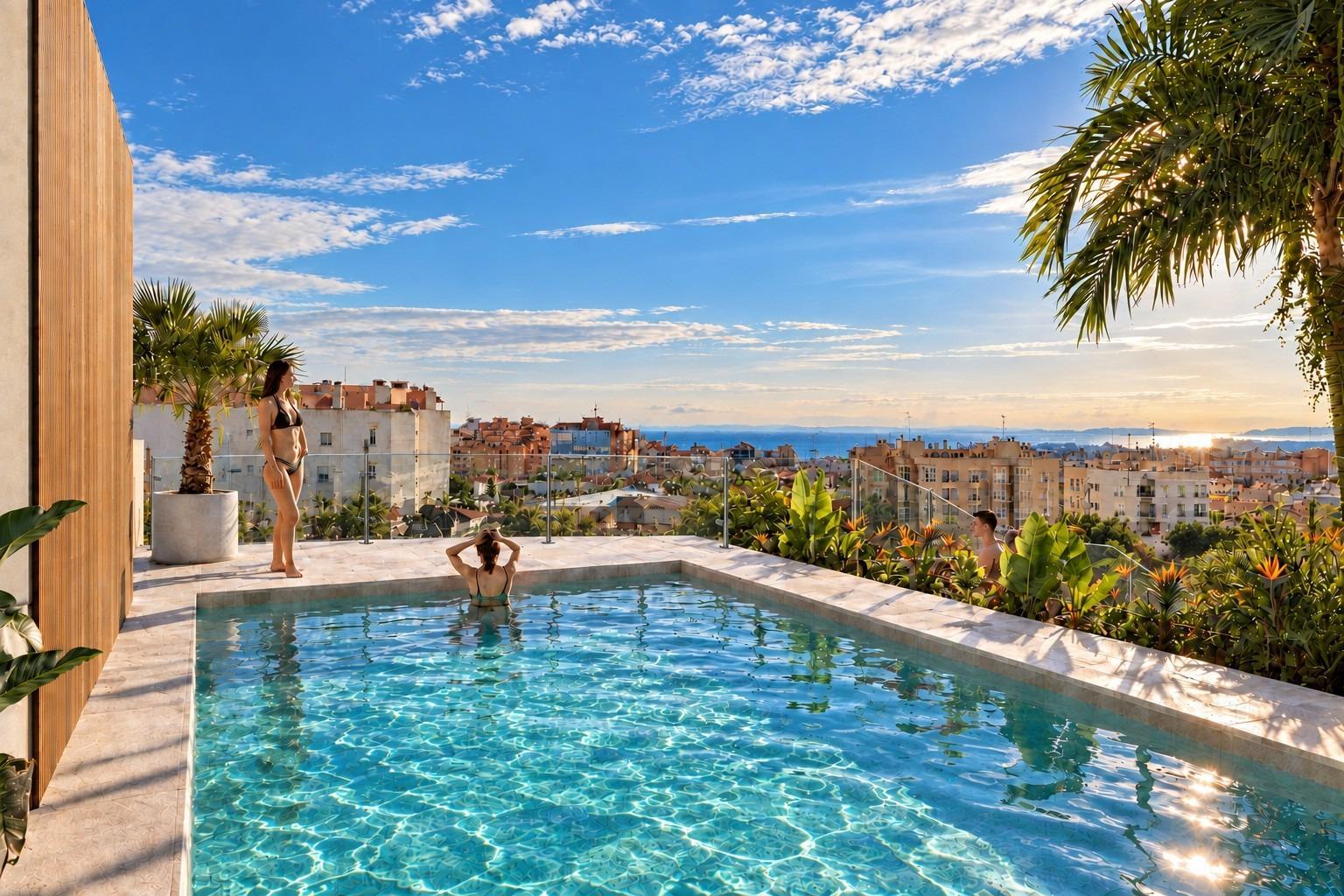 Ático de obra nueva con piscina privada en el centro de Santa Pola — 1 dorm.