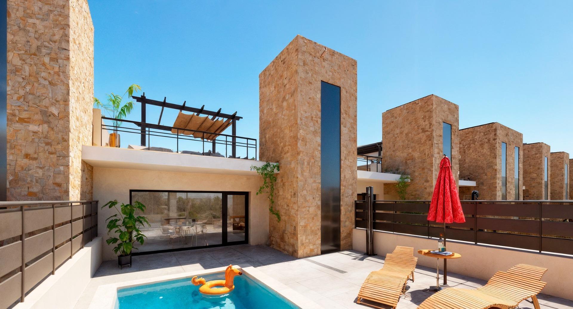 Piso de obra nueva con piscina privada y solárium en Fuente Álamo — 2 dorm.