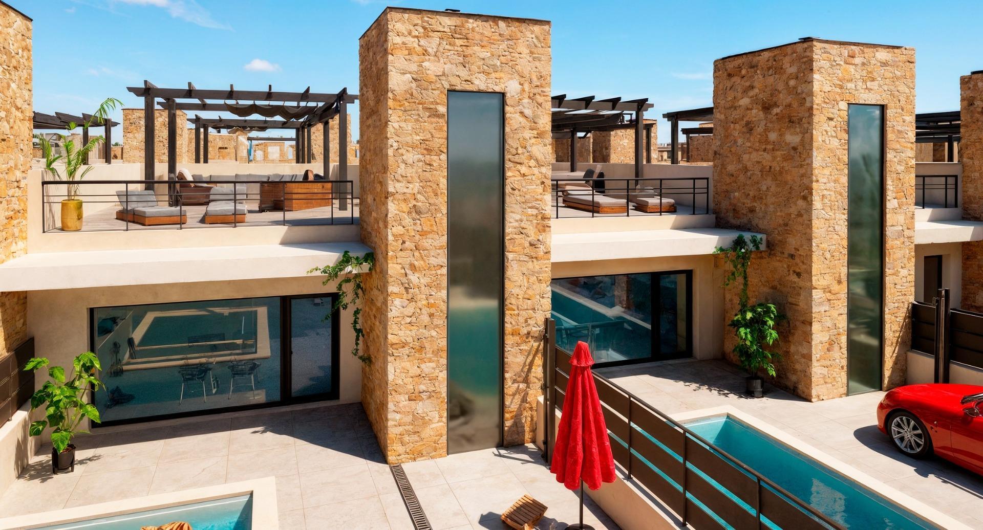 Piso de obra nueva con piscina privada y solárium en Fuente Álamo — 2 dorm.