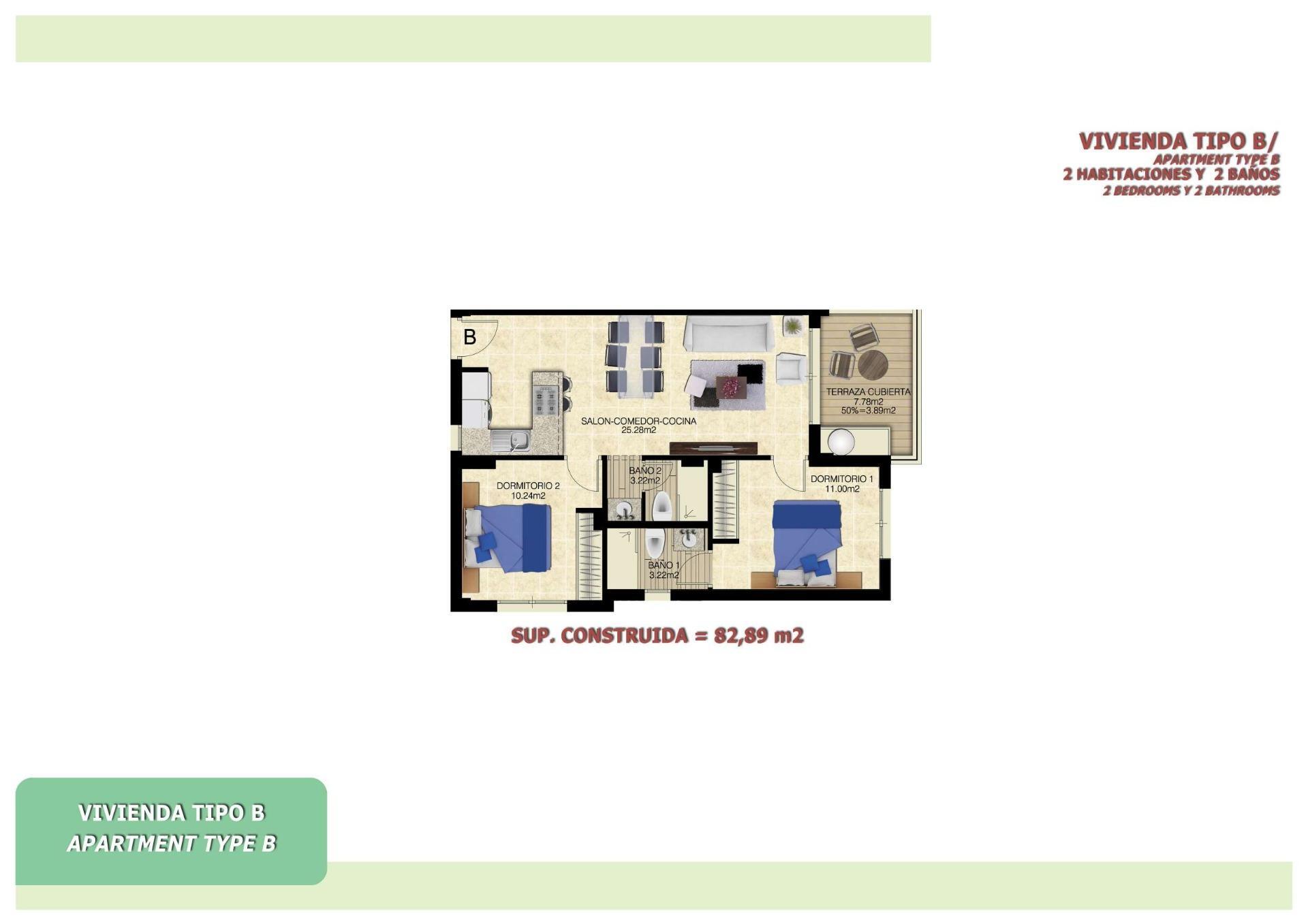 Apartamento de obra nueva con piscina privada en Torrevieja — 2 dorm. y 2 baños