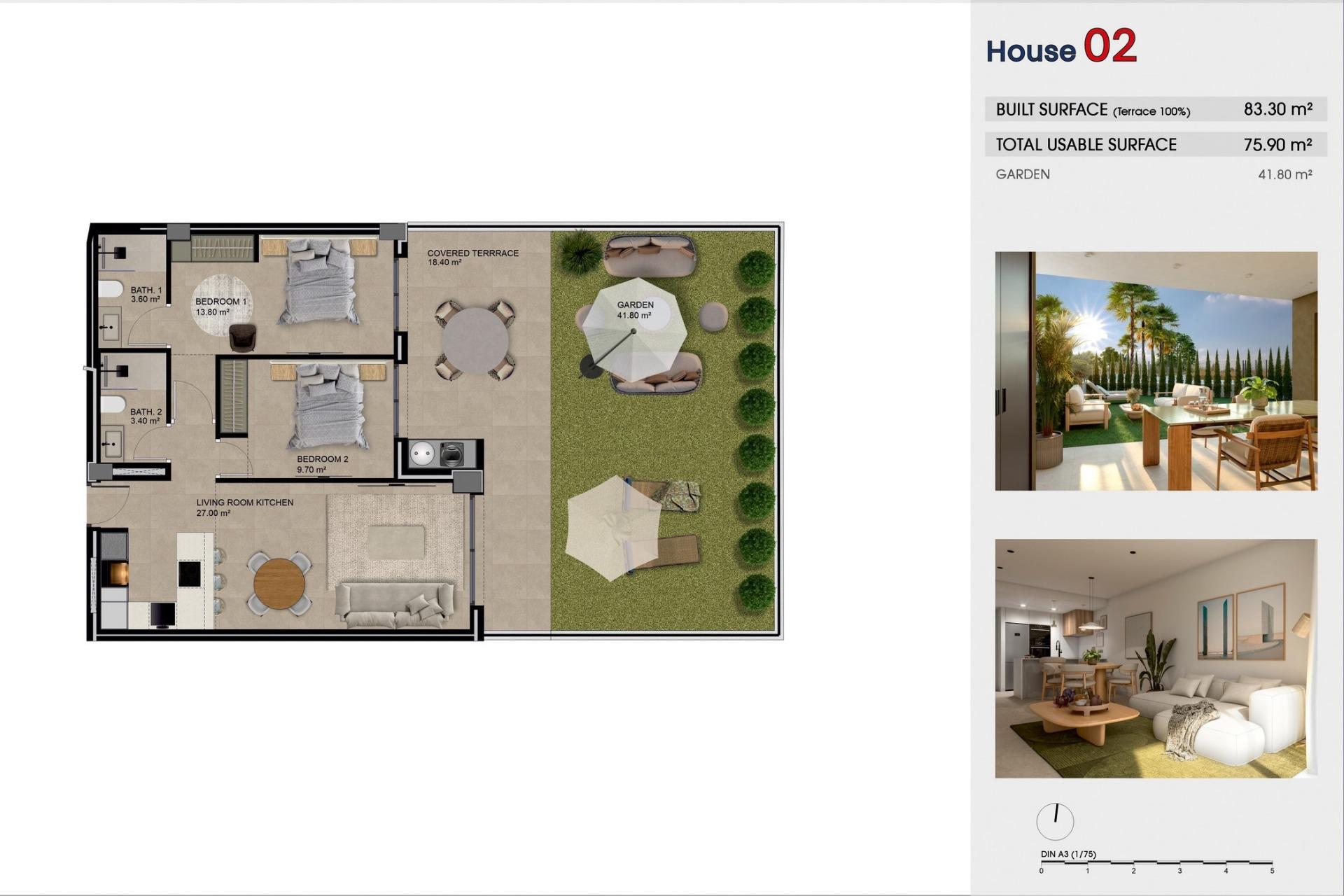 Apartamento de obra nueva en Guardamar con piscina privada y terraza — 2 dorm.