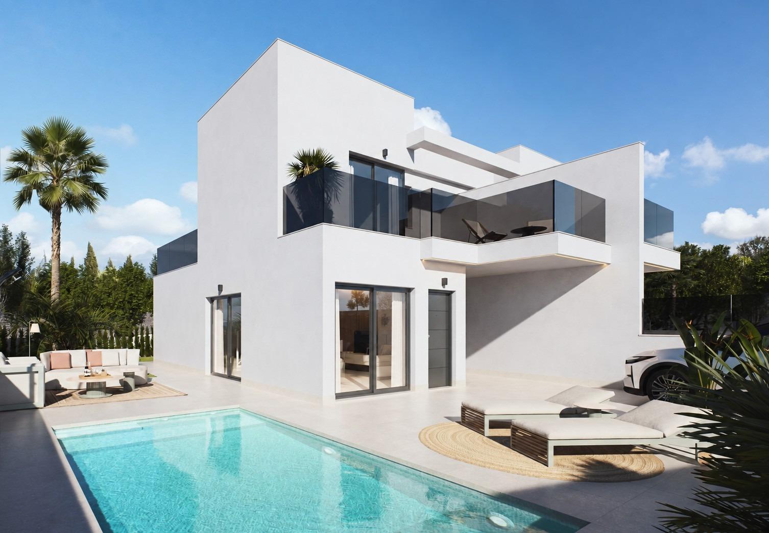 Villa de obra nueva en Los Alcázares con piscina privada — 3 dorm y solárium