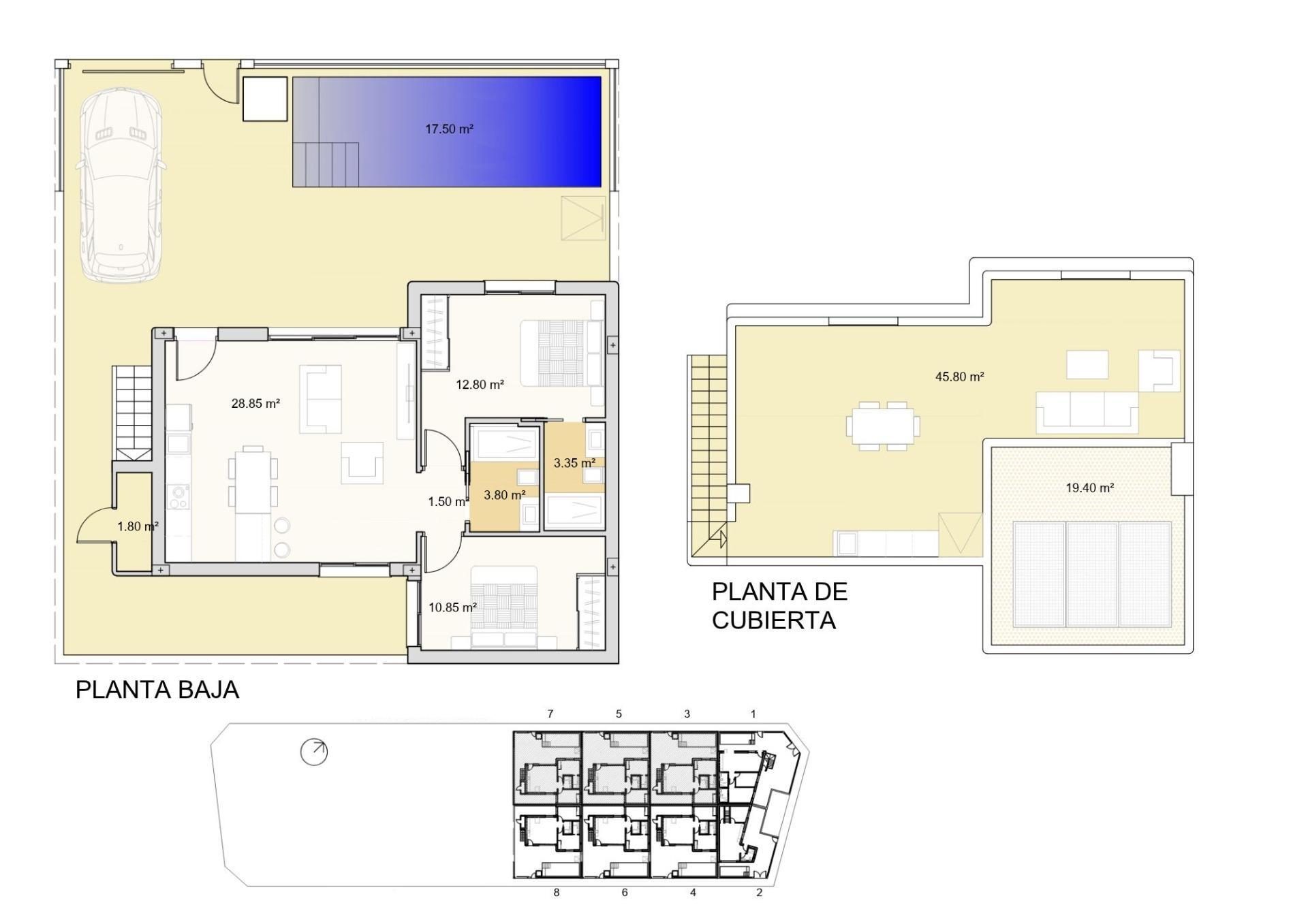 Villa de obra nueva con piscina privada y solárium en Torre Pacheco – 2 Dorm.