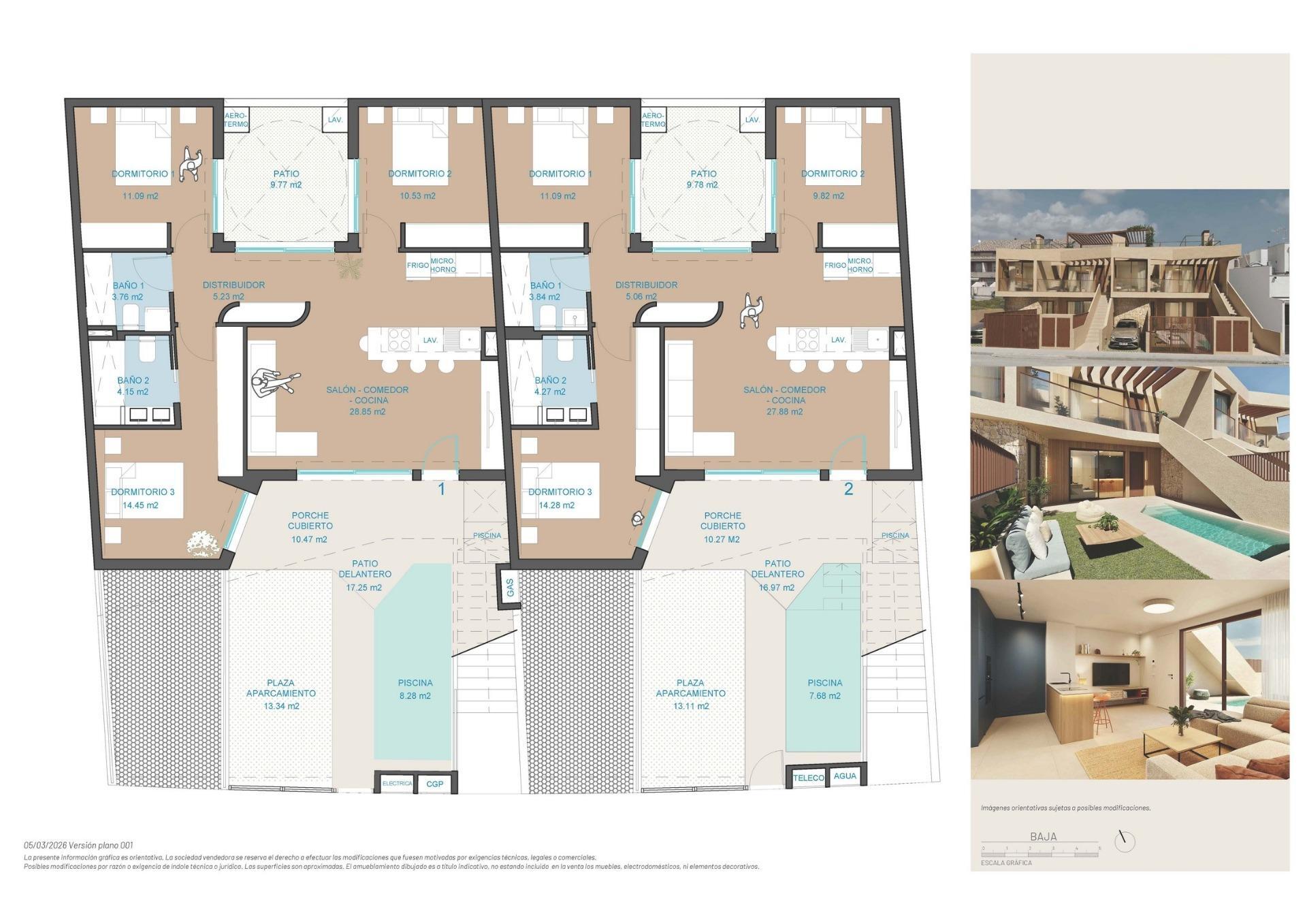 Chalet de obra nueva con piscina privada en San Pedro del Pinatar — 3 dorm.