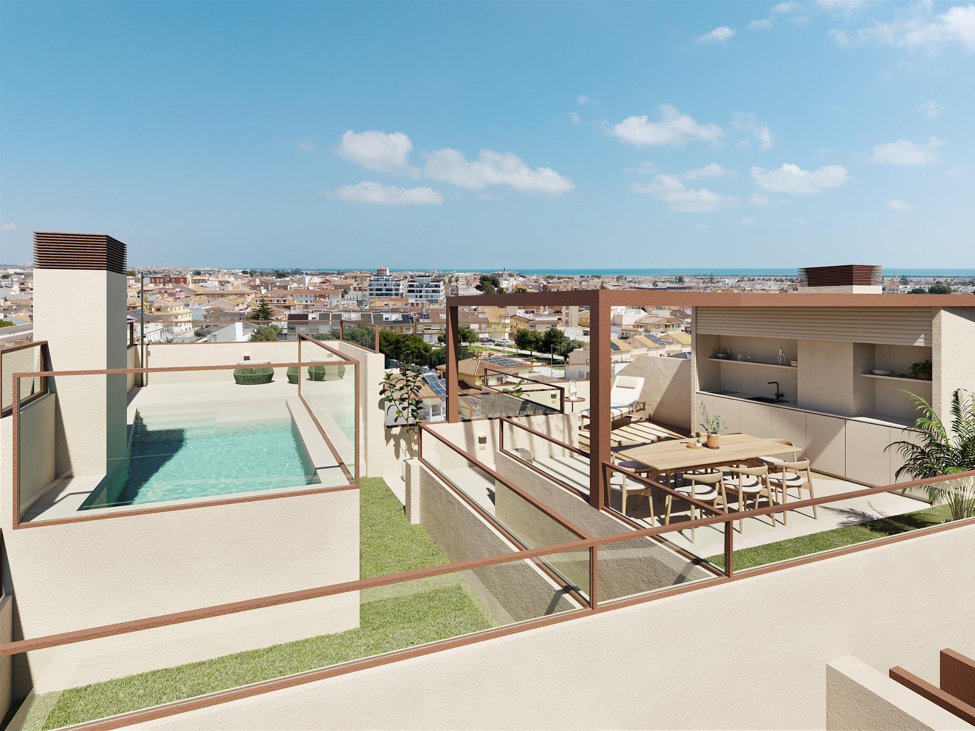 Chalet de obra nueva con piscina privada en San Pedro del Pinatar — 3 dorm.