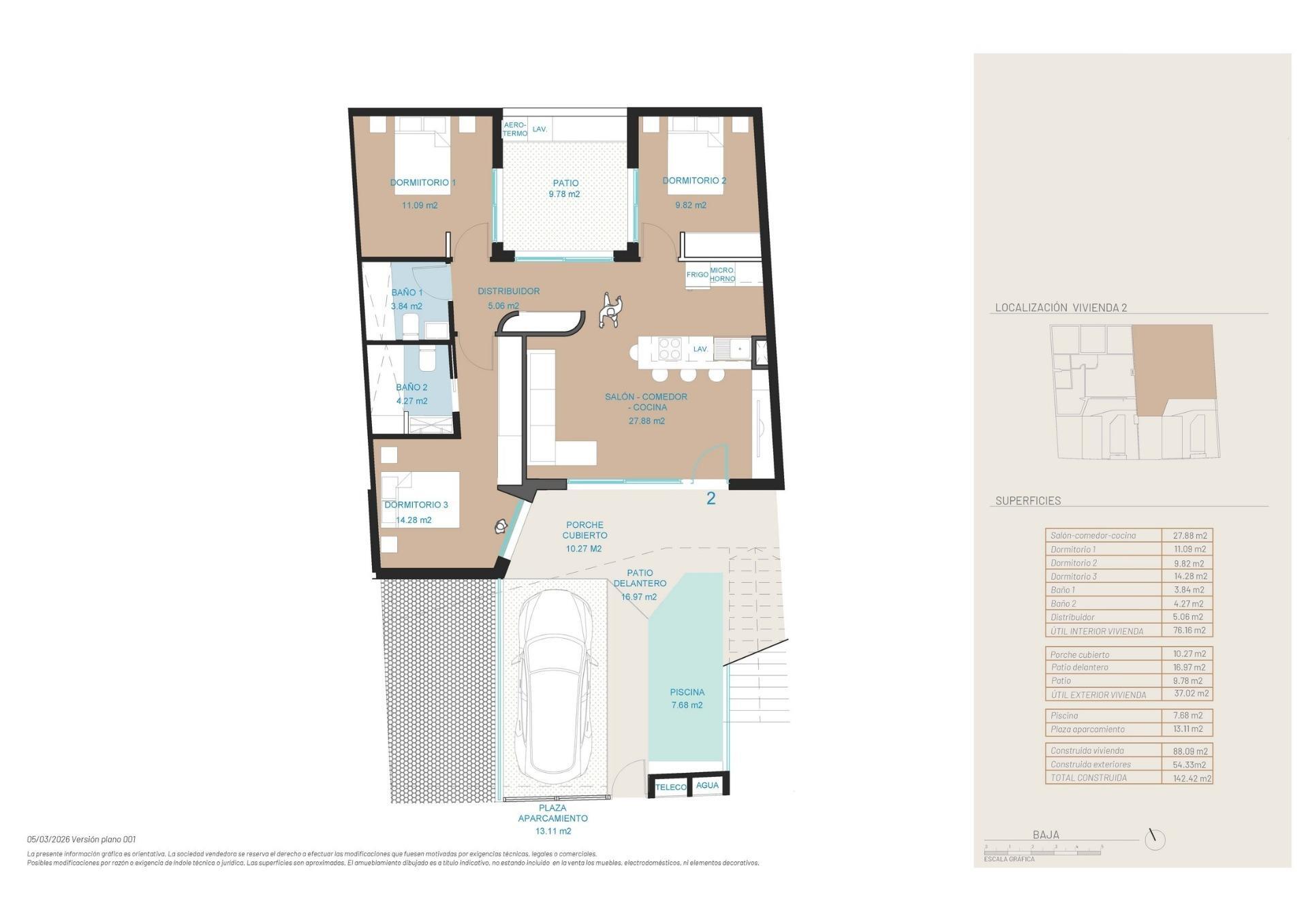 Chalet de obra nueva con piscina privada en San Pedro del Pinatar — 3 dorm.