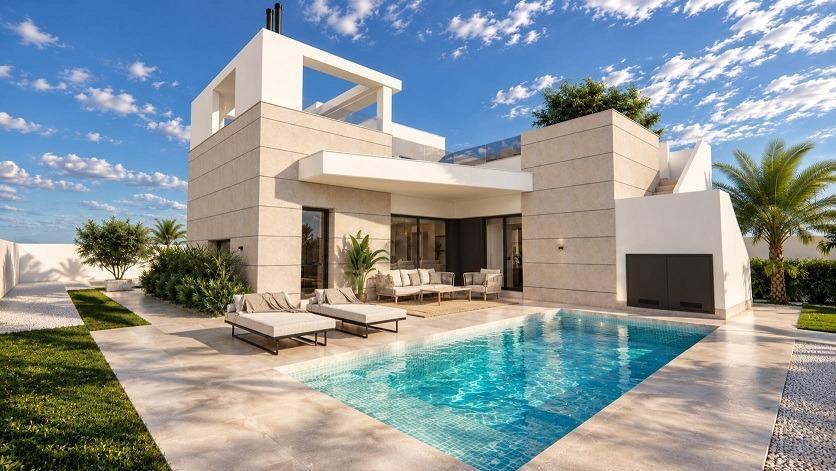 Villa de Obra Nueva en Torrevieja con Piscina Privada y Solárium — 4 Dorm.